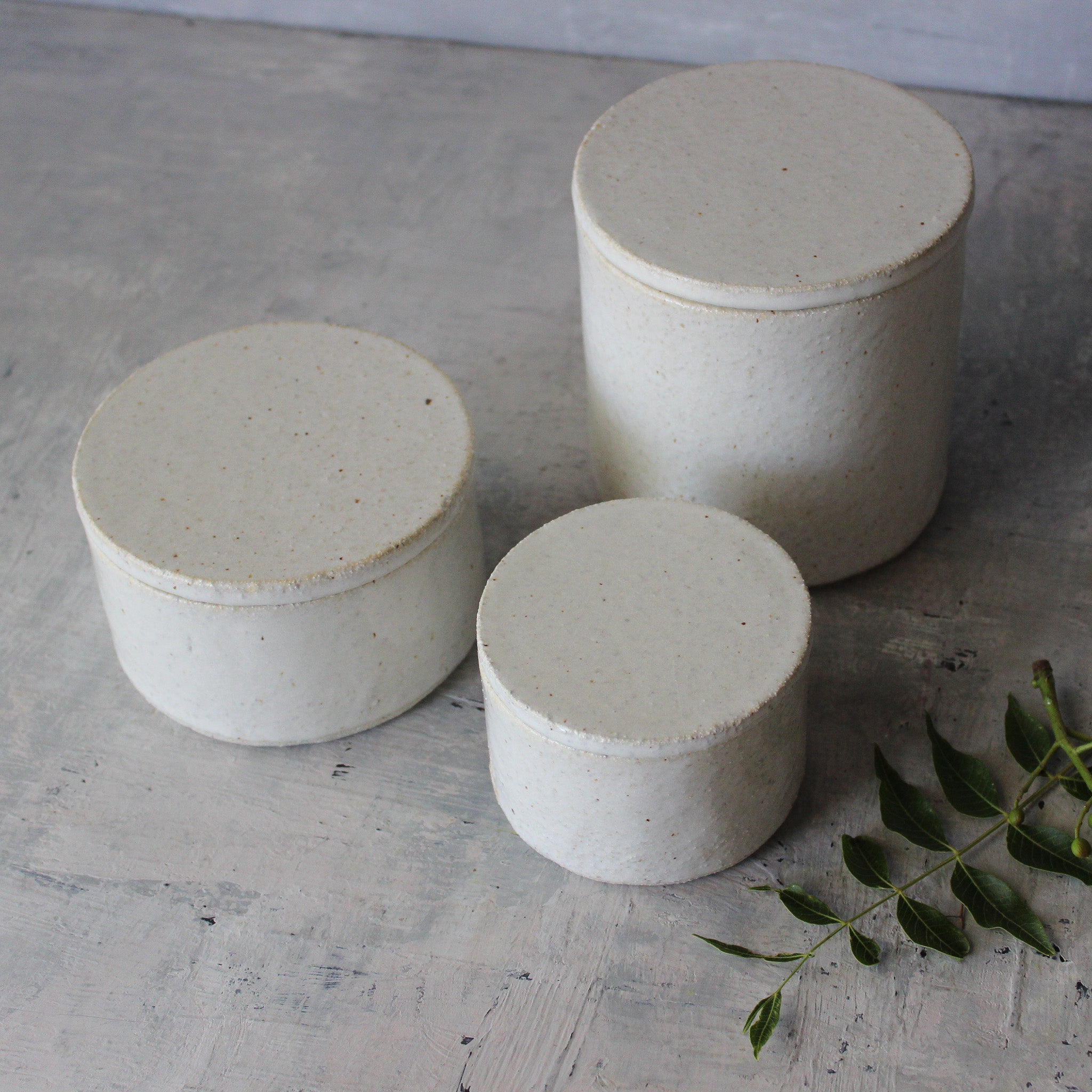 Stoneware White Lidded Containers