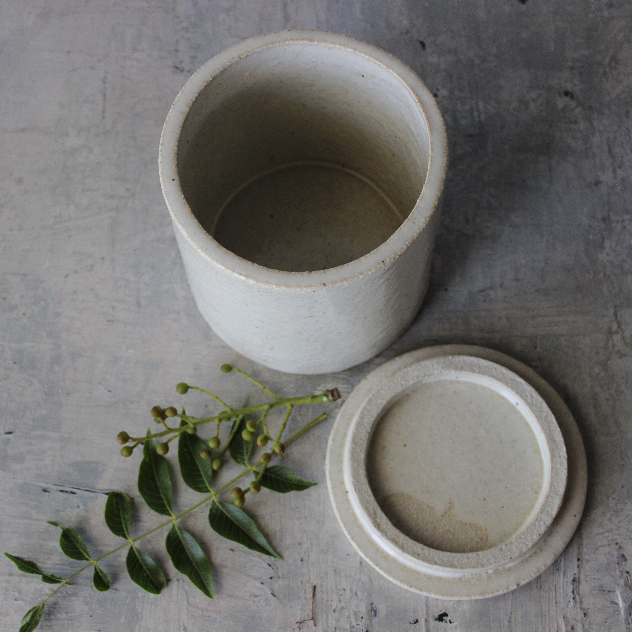 Stoneware White Lidded Containers