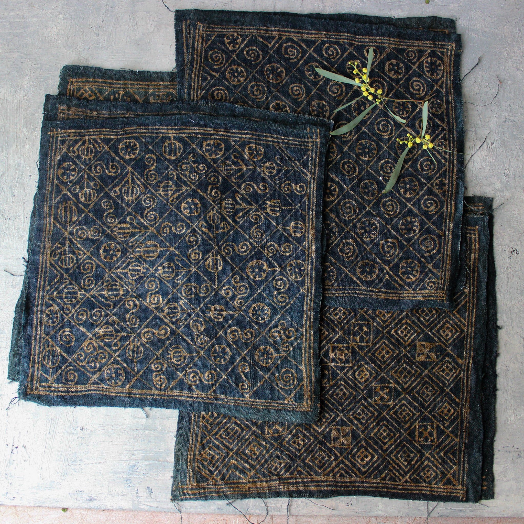 Handwoven Hemp Batik Placemat Panels