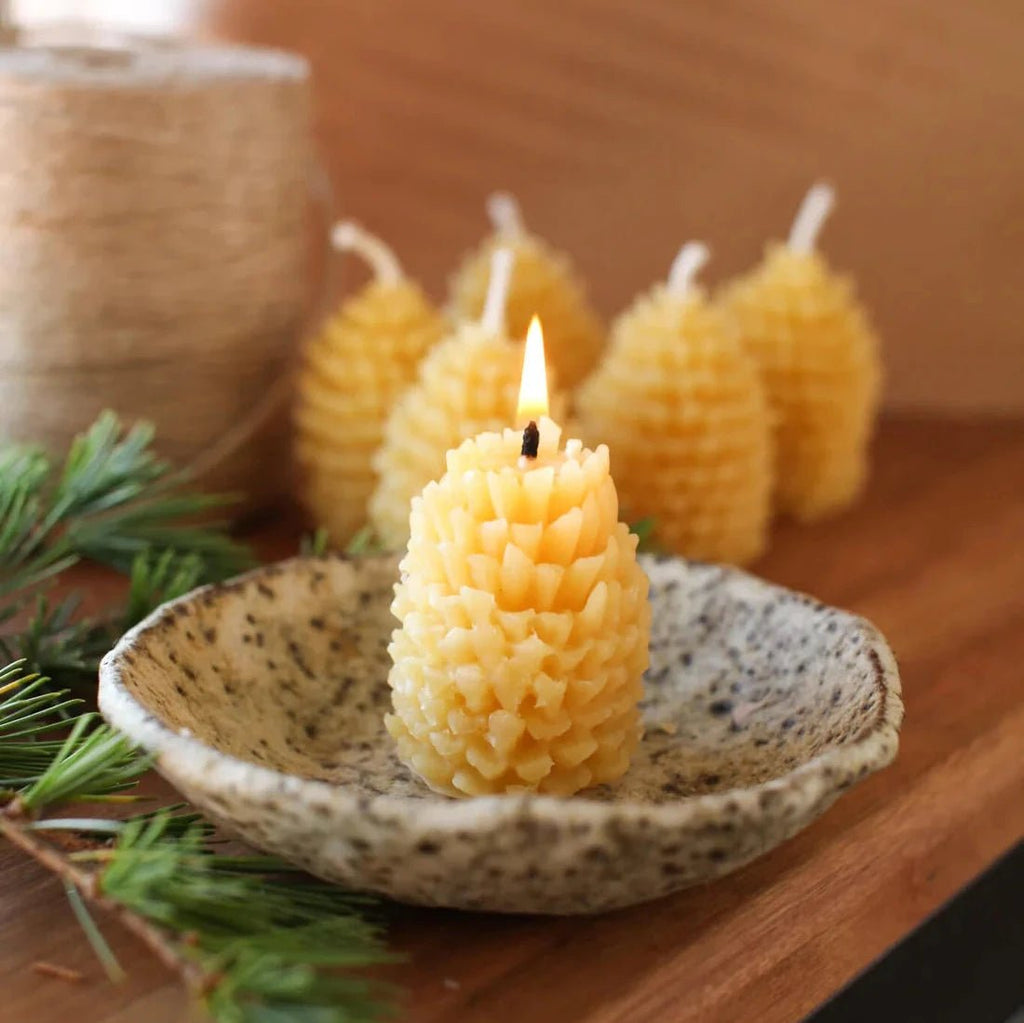 Beeswax Pine Cone Candles - Tribe Castlemaine