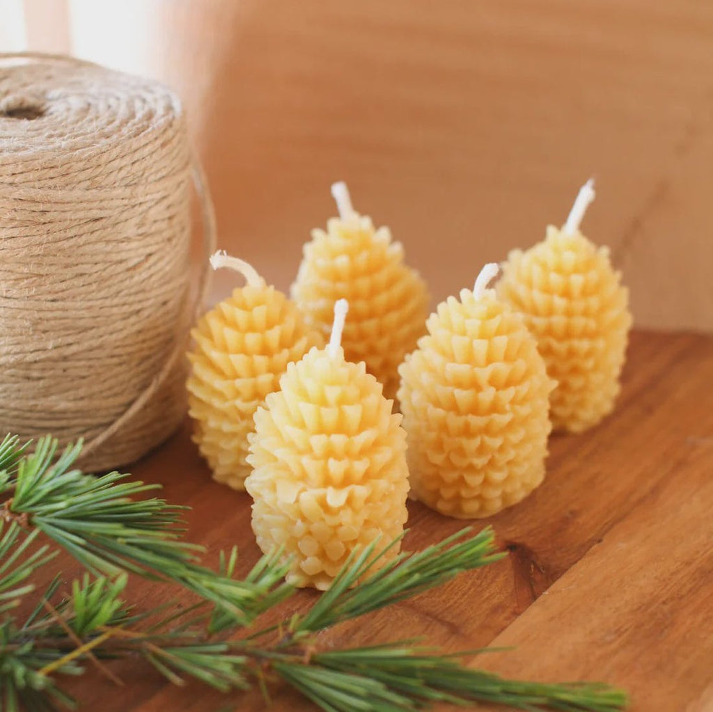 Beeswax Pine Cone Candles - Tribe Castlemaine