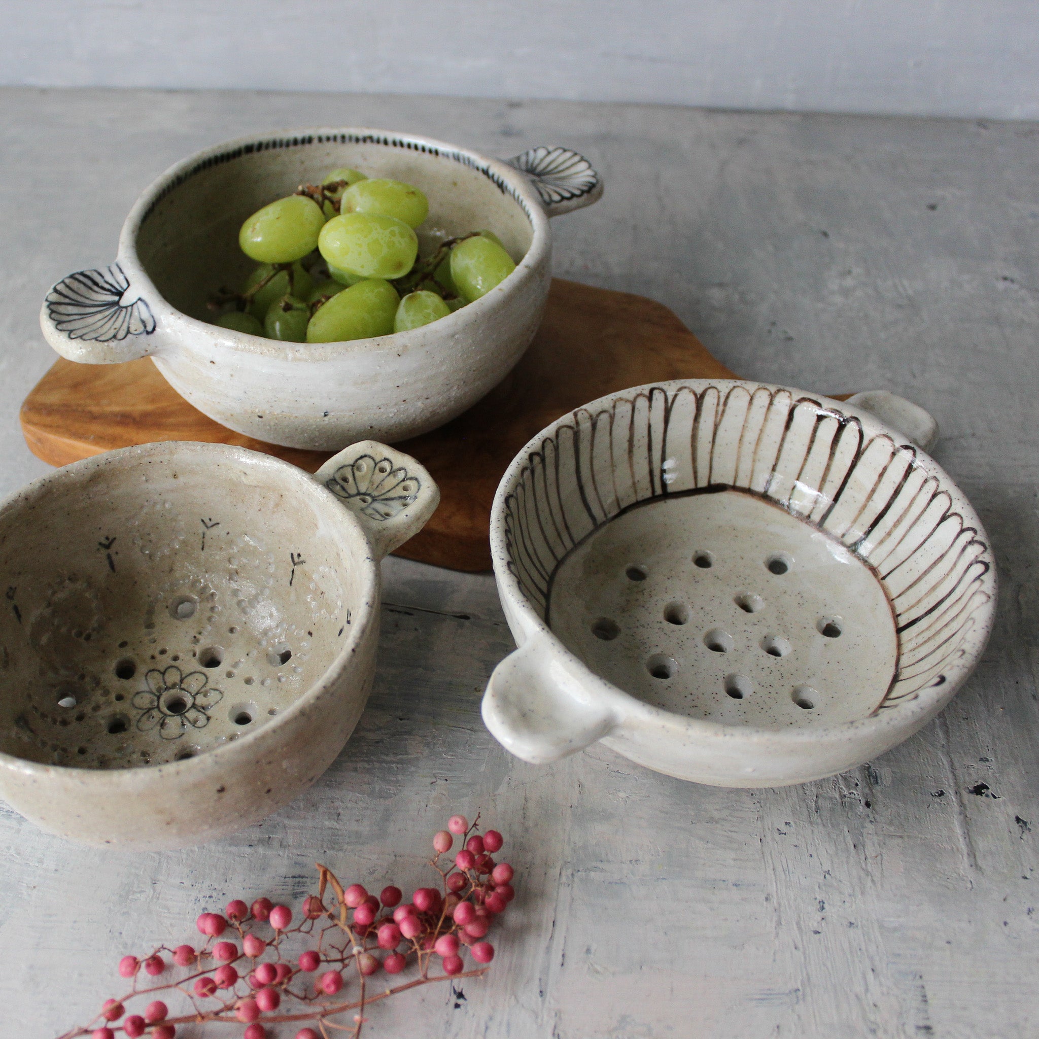 Berry Colander Bowls Painted Detail - Tribe Castlemaine