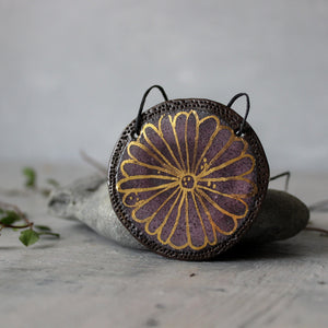 Black Gold Daisy Ceramic Necklace - Tribe Castlemaine