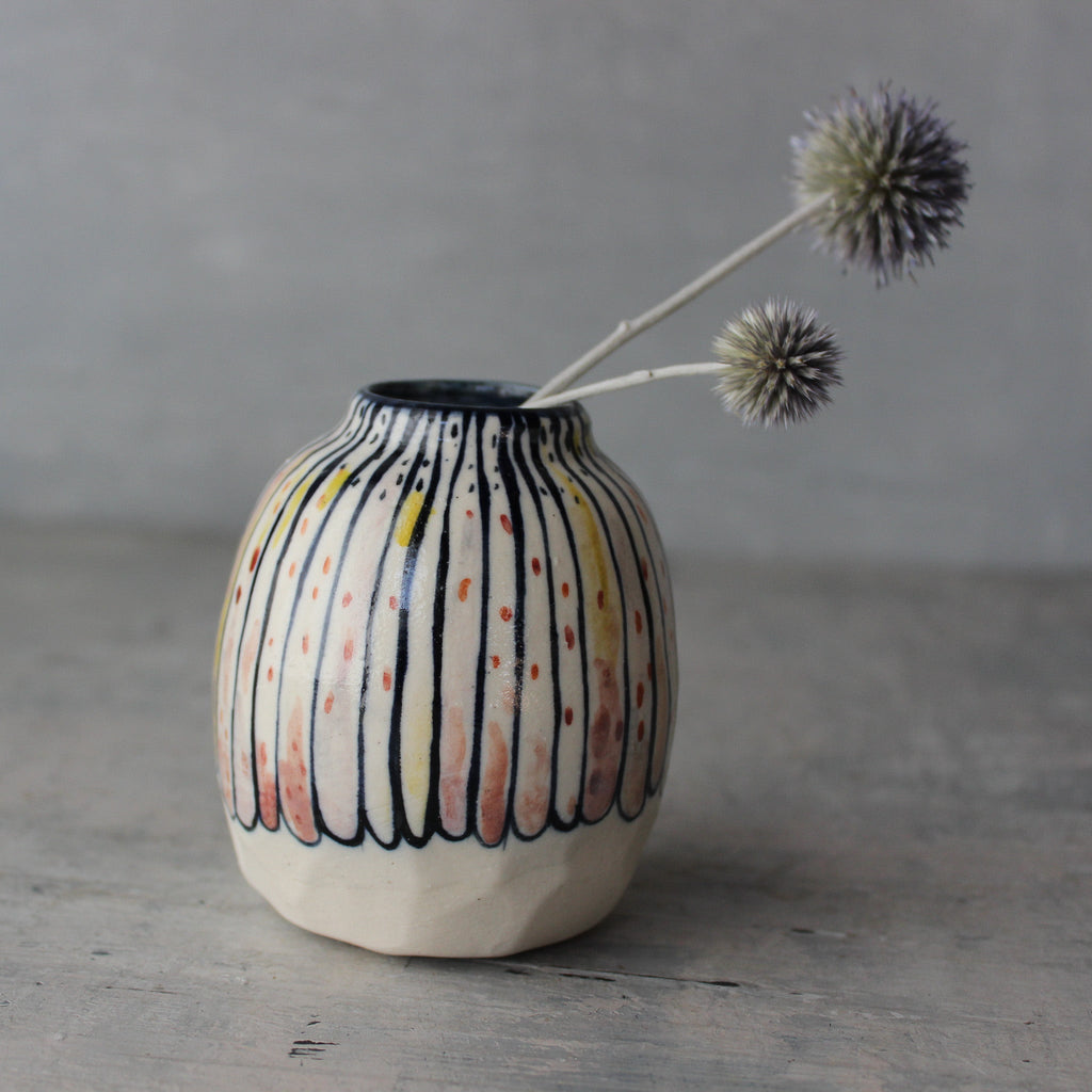 Blue Daisy Ceramic Vase - Tribe Castlemaine