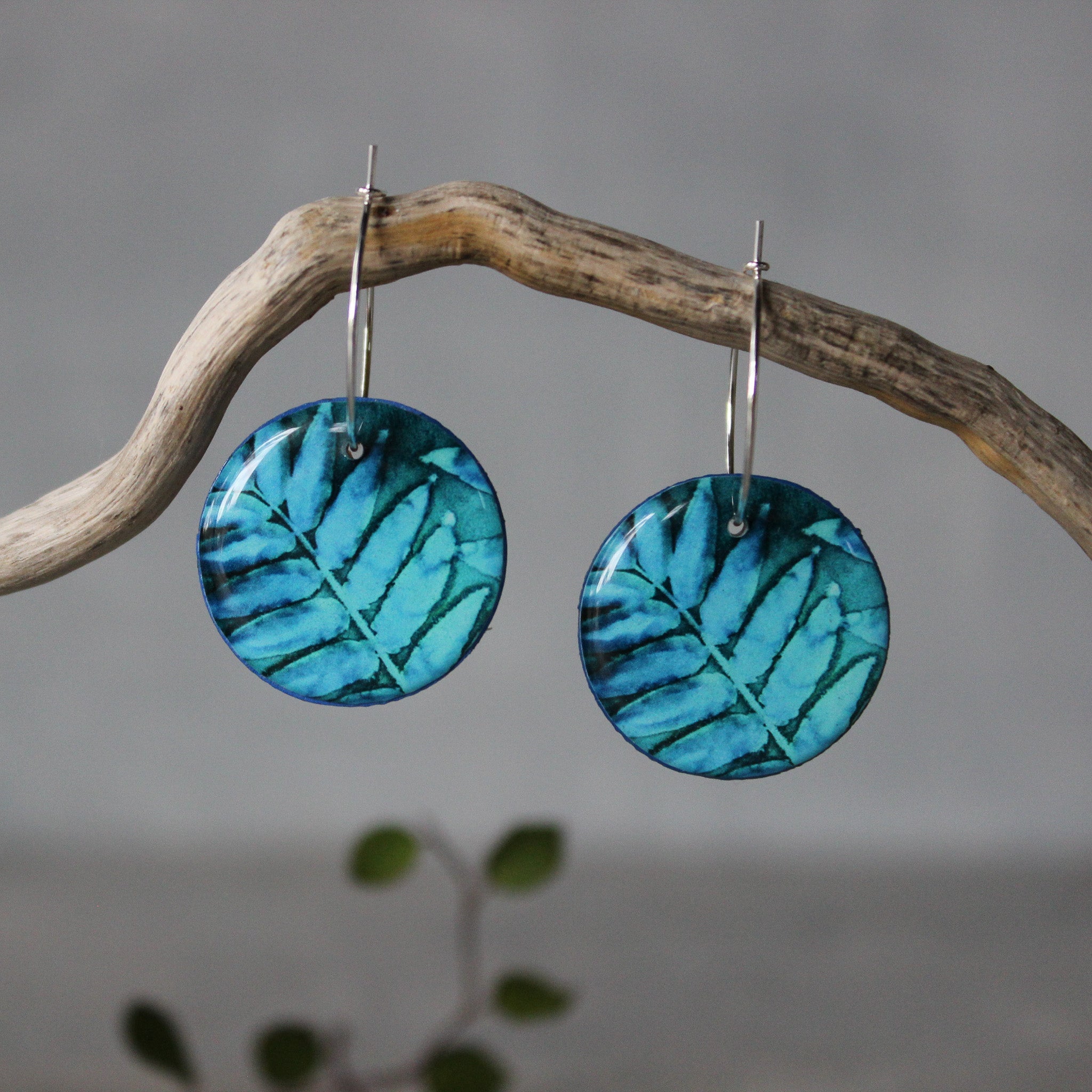 Botanical Cyanotype Earrings - Tribe Castlemaine