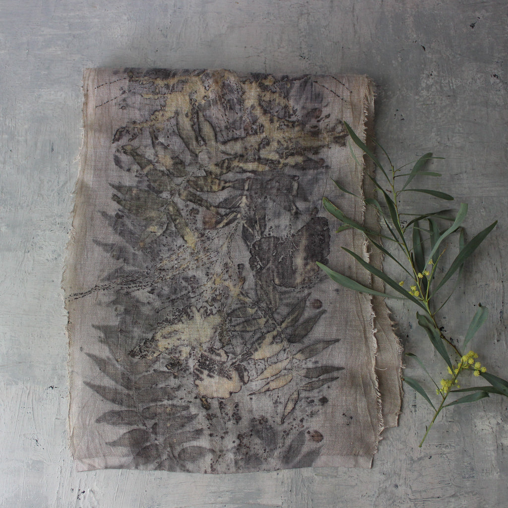 Botanical Eco - Print Linen Runner - Tribe Castlemaine