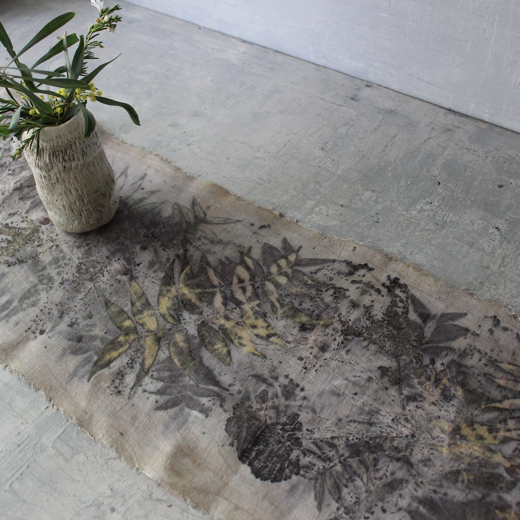 Botanical Eco - Print Linen Runner - Tribe Castlemaine