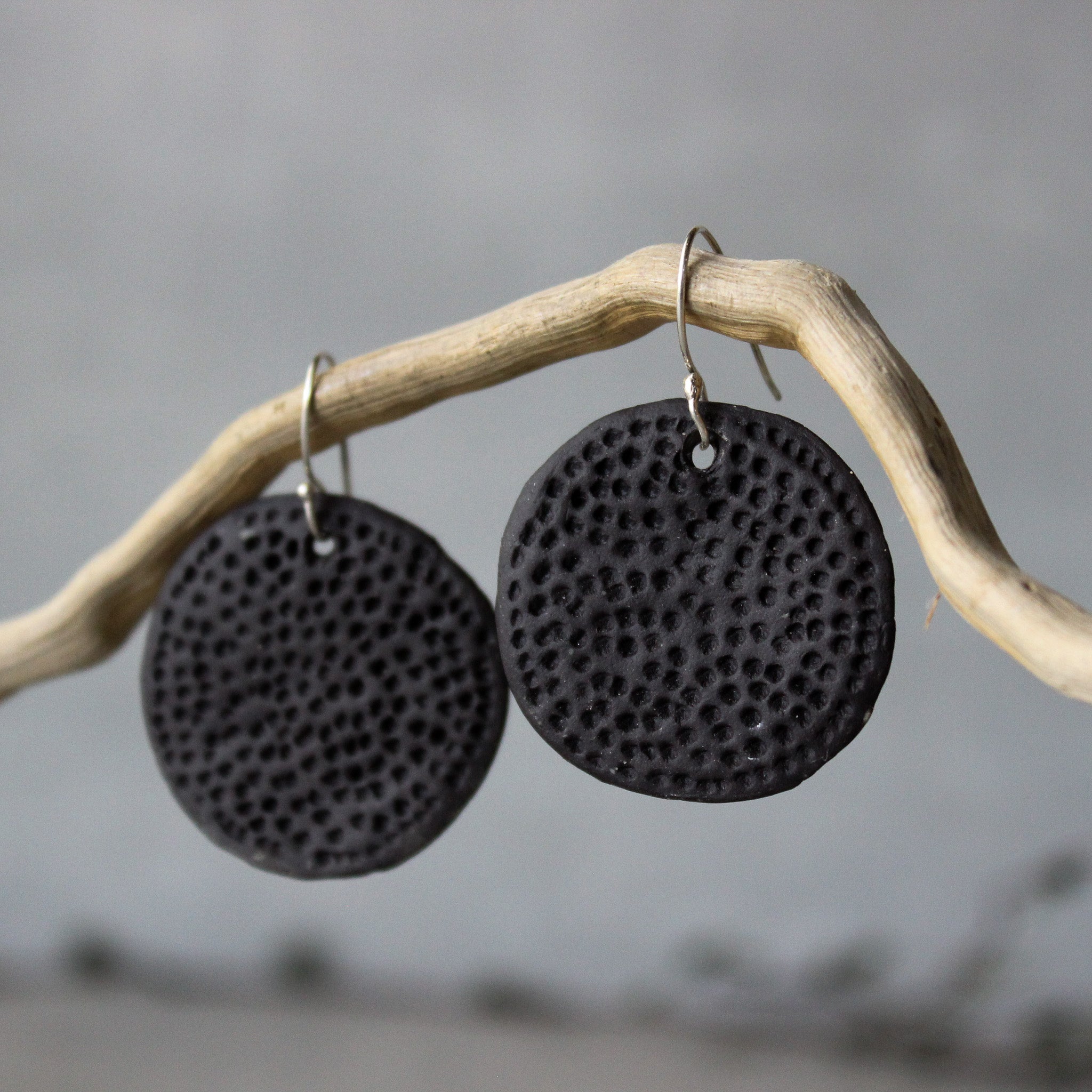 Ceramic Earrings Black Coral - Tribe Castlemaine