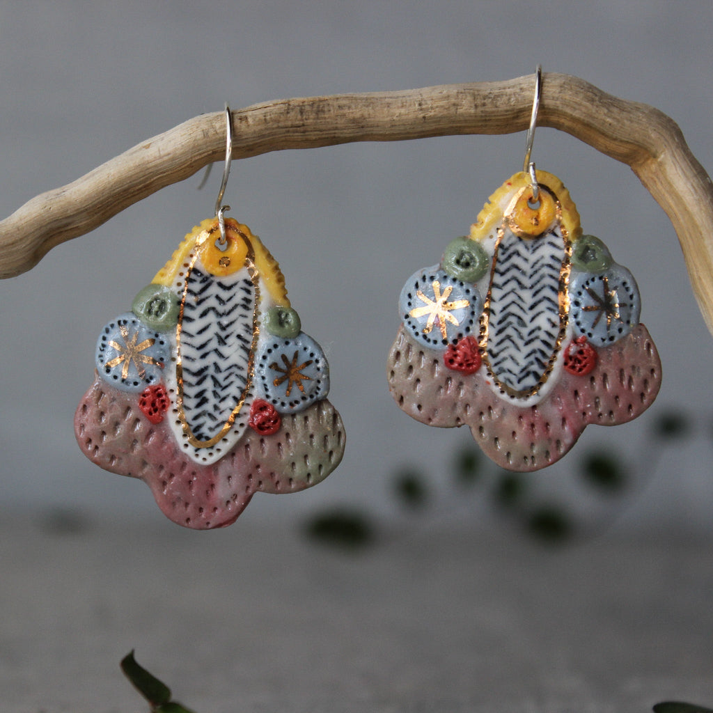 Ceramic Earrings Colour Layers #2 - Tribe Castlemaine