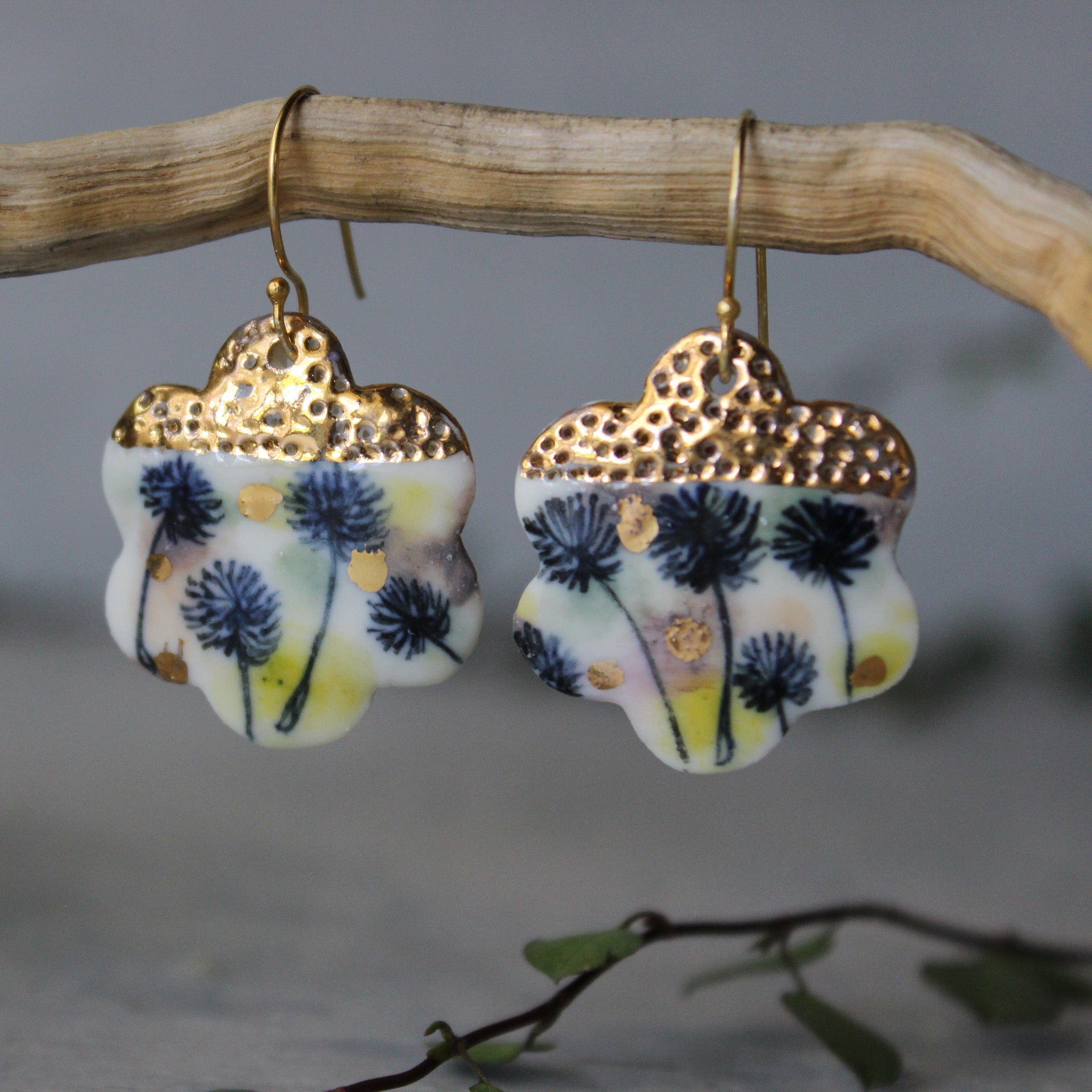 Ceramic Earrings Dandelion Daisy - Tribe Castlemaine