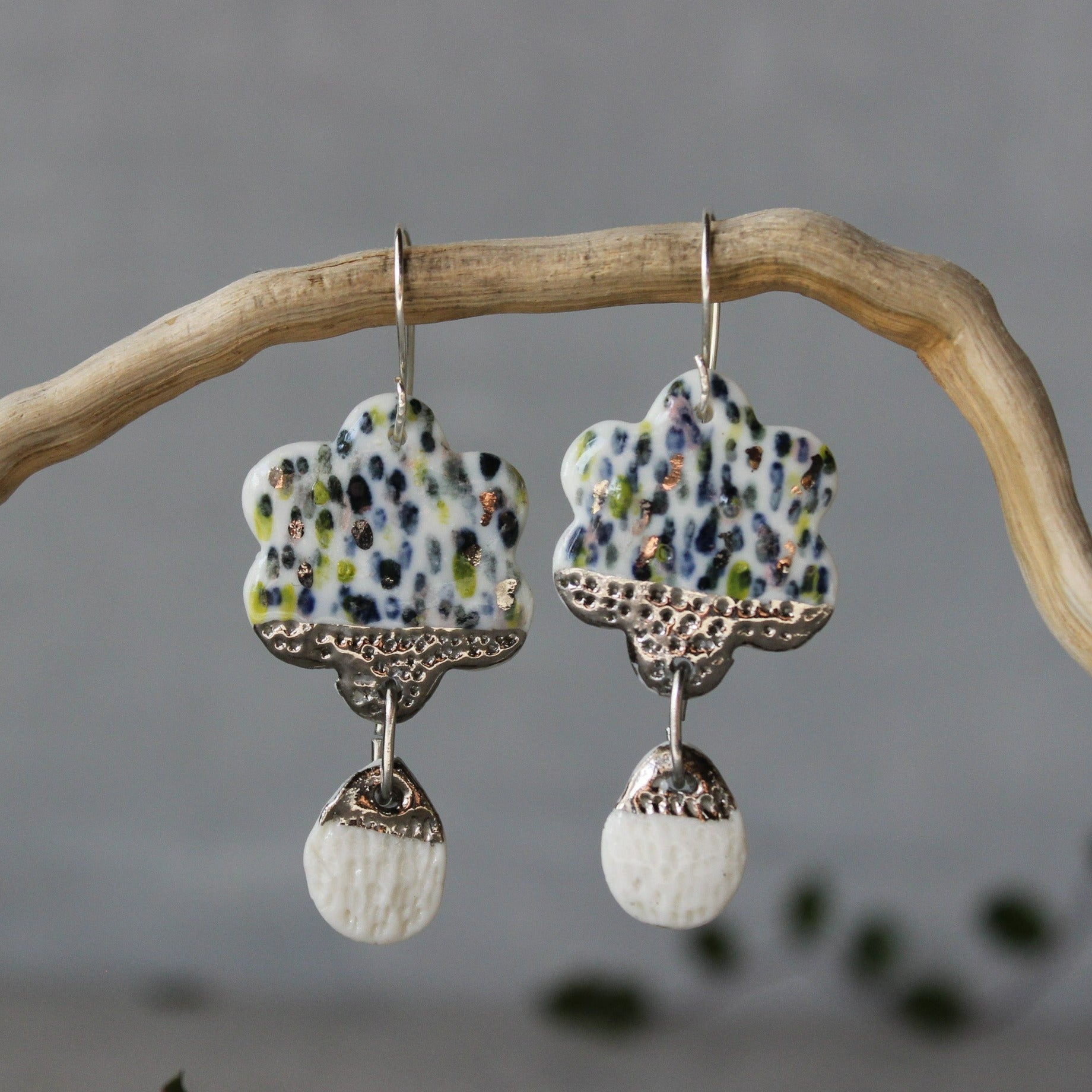 Ceramic Earrings Drops Double - Tribe Castlemaine