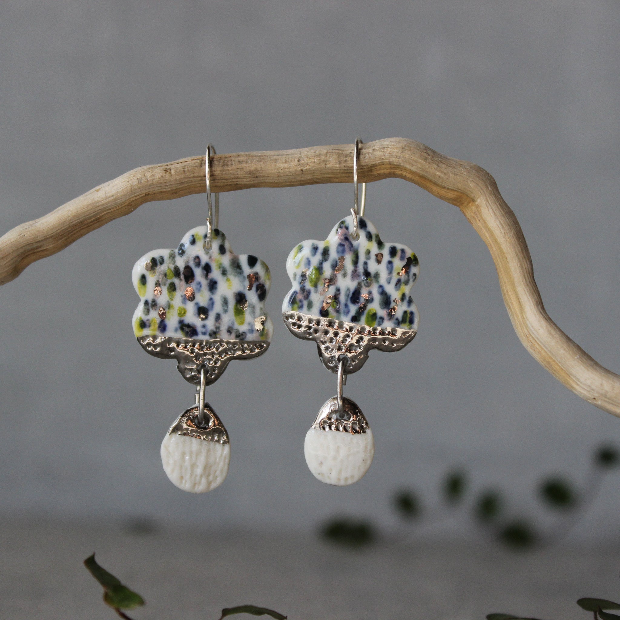 Ceramic Earrings Drops Double - Tribe Castlemaine