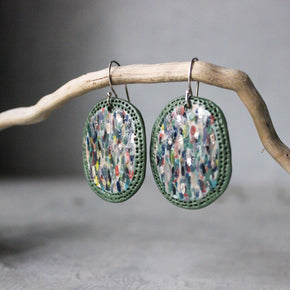 Ceramic Earrings Drops Green - Tribe Castlemaine