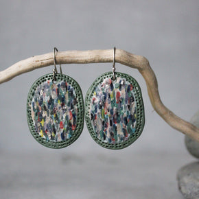 Ceramic Earrings Drops Green - Tribe Castlemaine