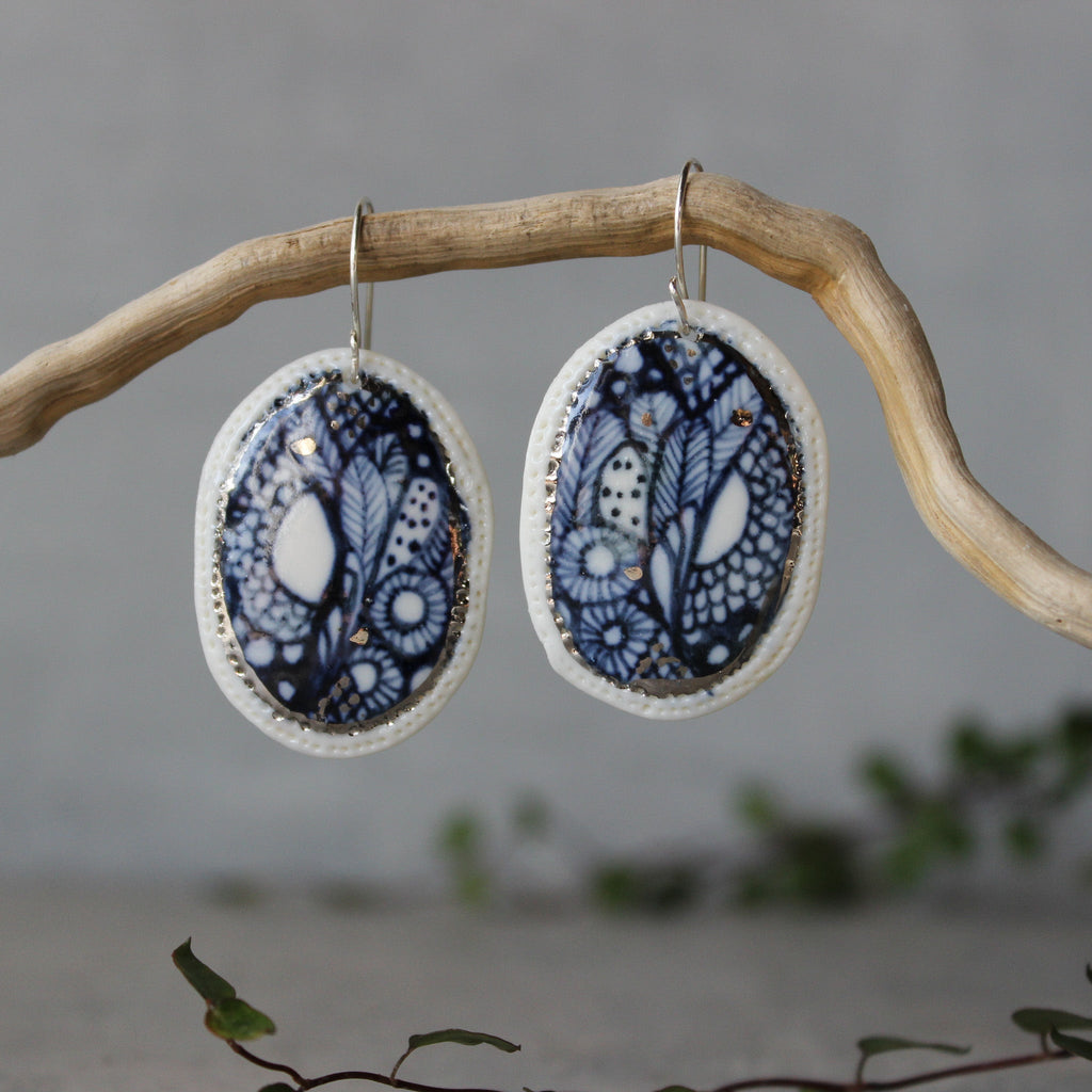 Ceramic Earrings Indigo #4 - Tribe Castlemaine