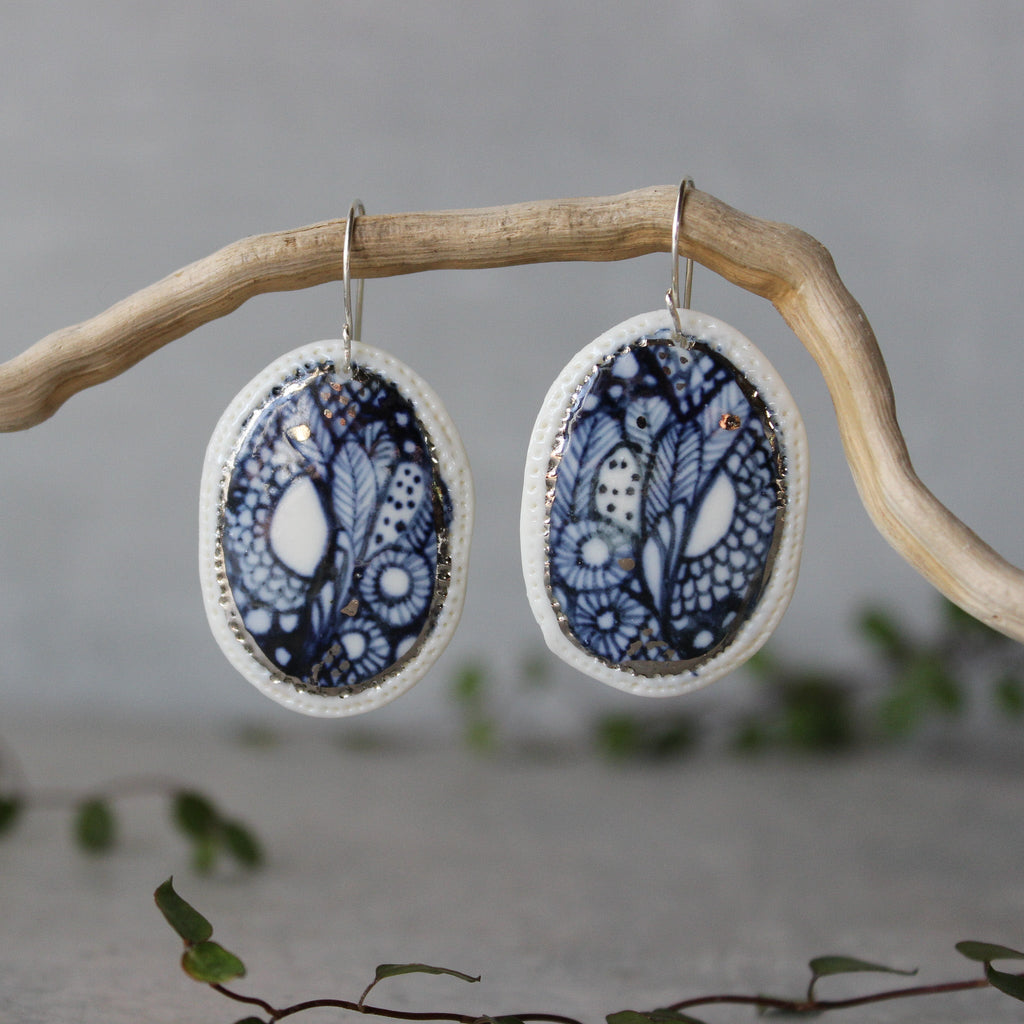 Ceramic Earrings Indigo #4 - Tribe Castlemaine