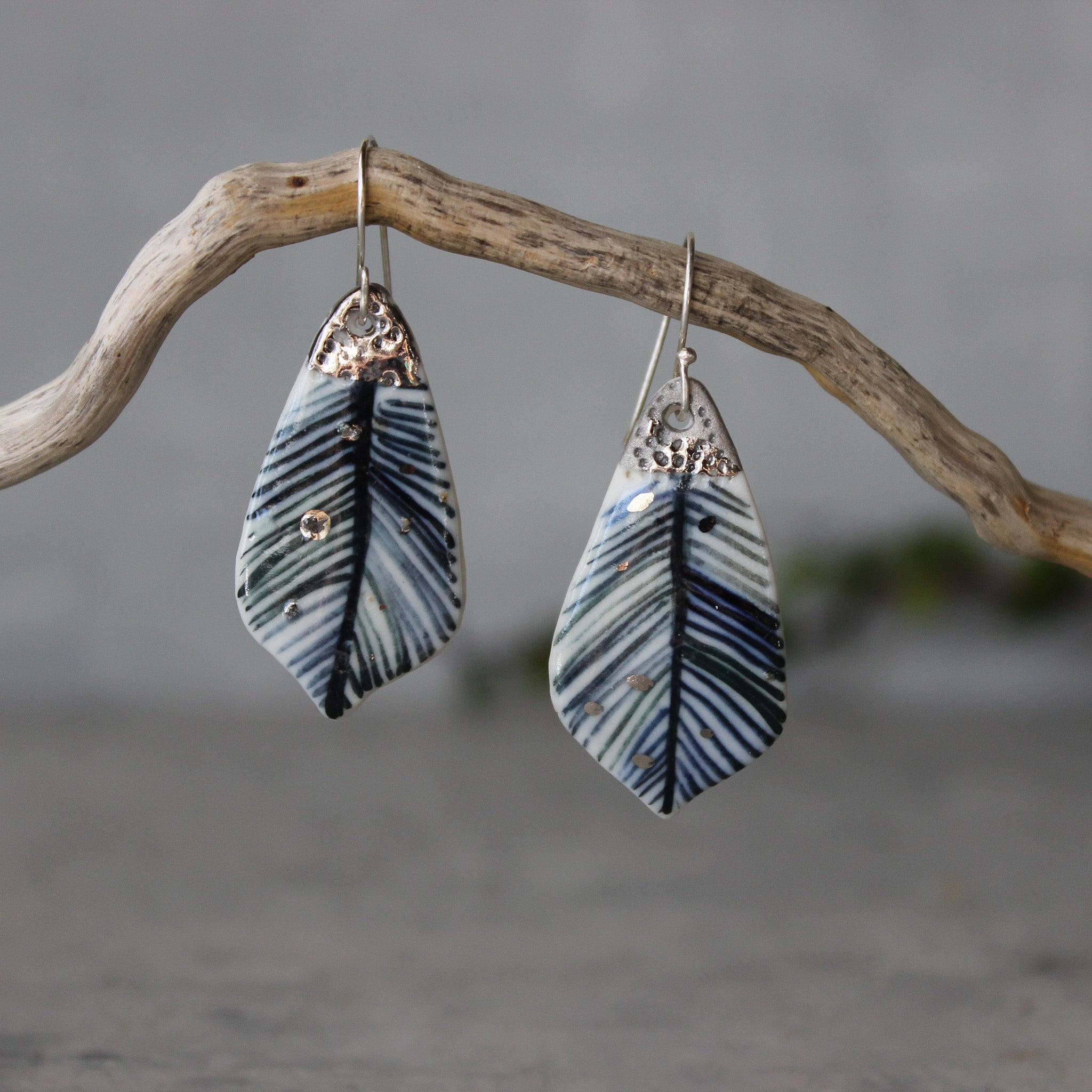 Ceramic Earrings Indigo #6 - Tribe Castlemaine