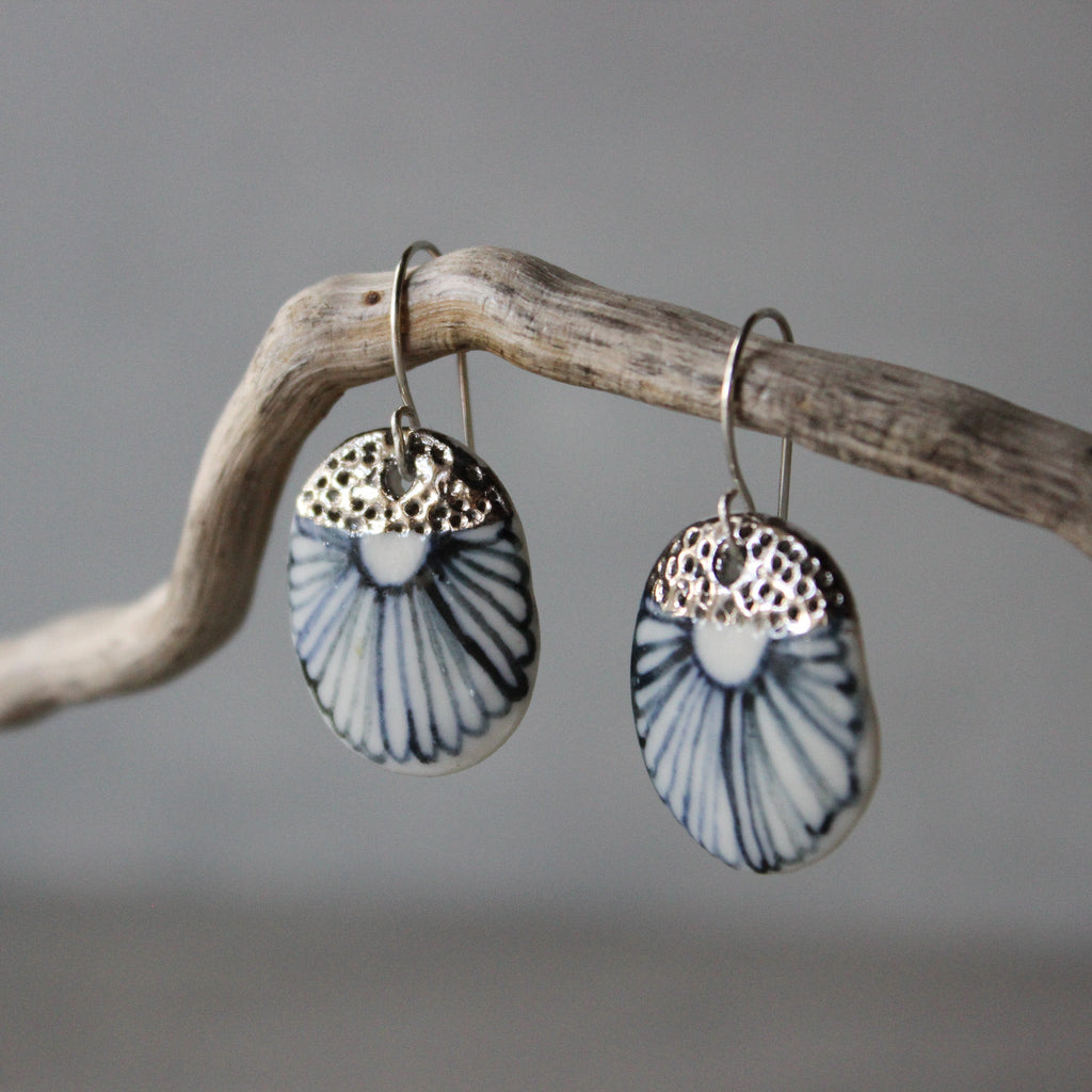 Ceramic Earrings Indigo Small #1 - Tribe Castlemaine