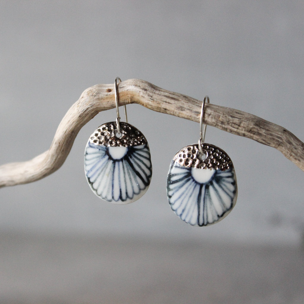 Ceramic Earrings Indigo Small #1 - Tribe Castlemaine