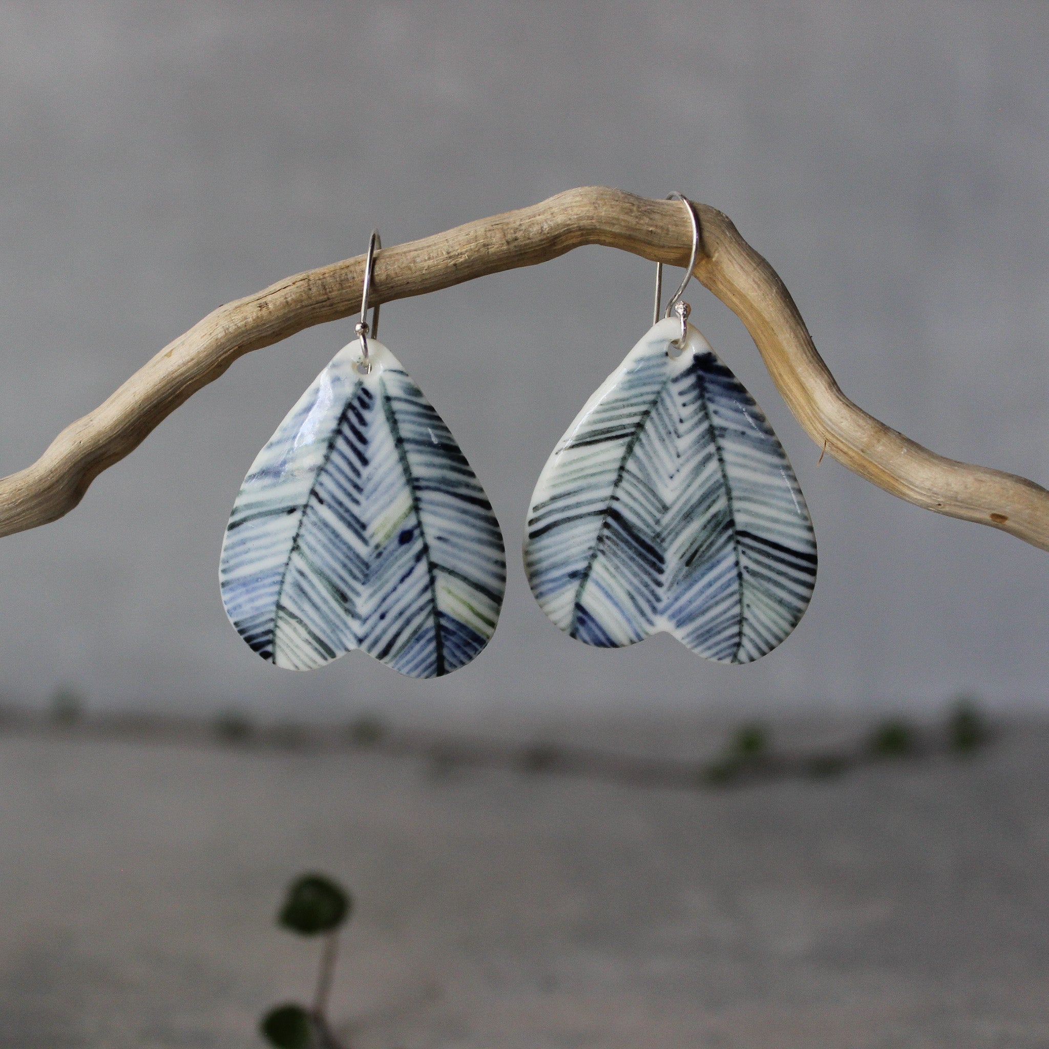 Ceramic Earrings Indigo Wing #3 - Tribe Castlemaine