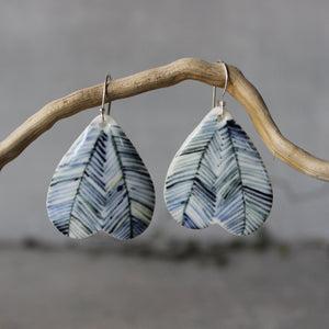 Ceramic Earrings Indigo Wing #3 - Tribe Castlemaine