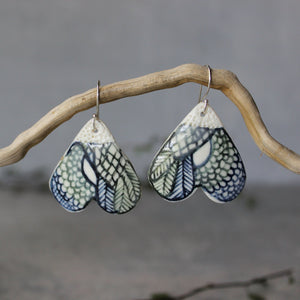 Ceramic Earrings Indigo Wing #4 - Tribe Castlemaine