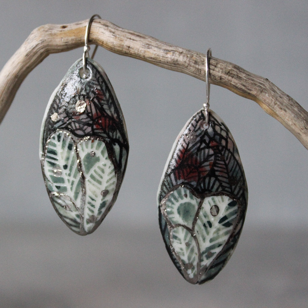 Ceramic Earrings Painted Detail #6 - Tribe Castlemaine