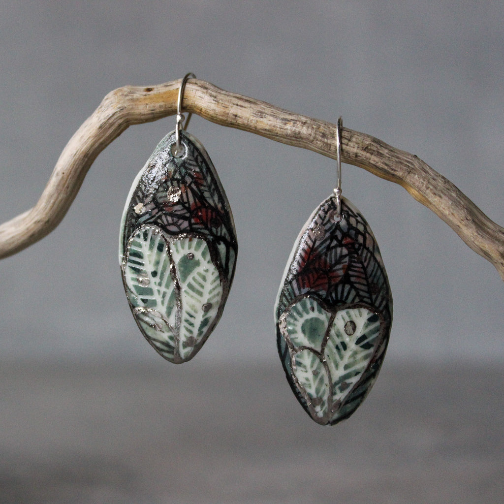 Ceramic Earrings Painted Detail #6 - Tribe Castlemaine