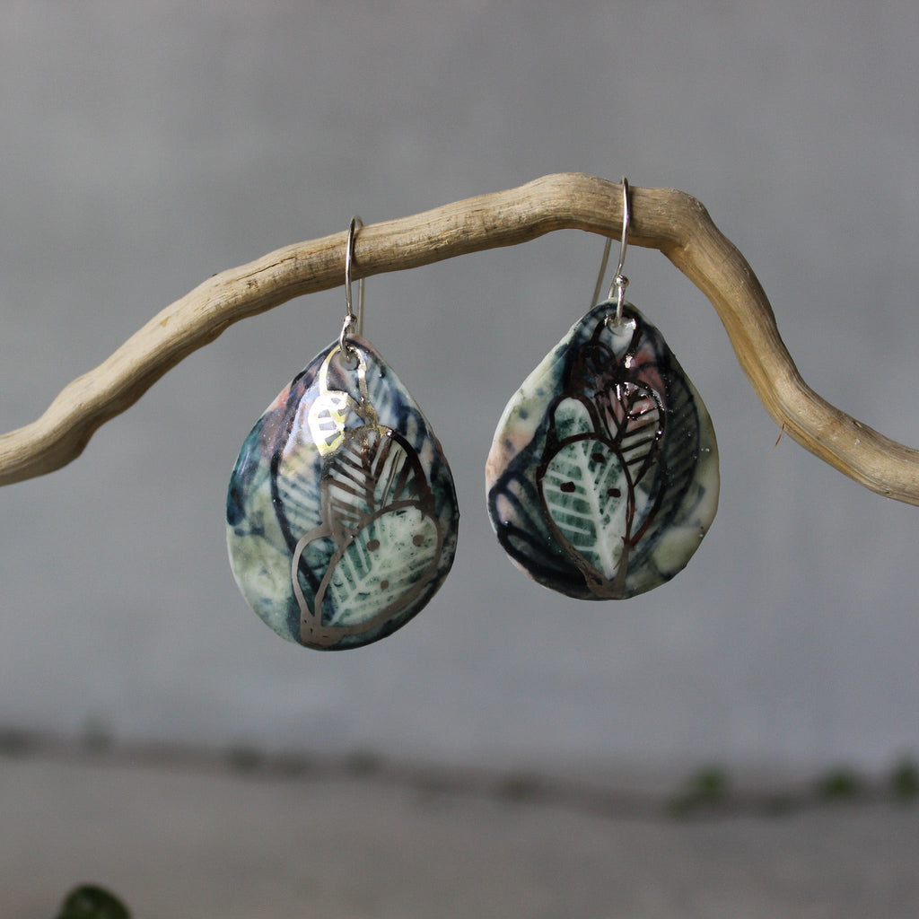 Ceramic Earrings Painted Detail #7 - Tribe Castlemaine