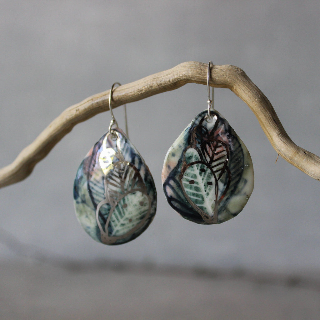 Ceramic Earrings Painted Detail #7 - Tribe Castlemaine