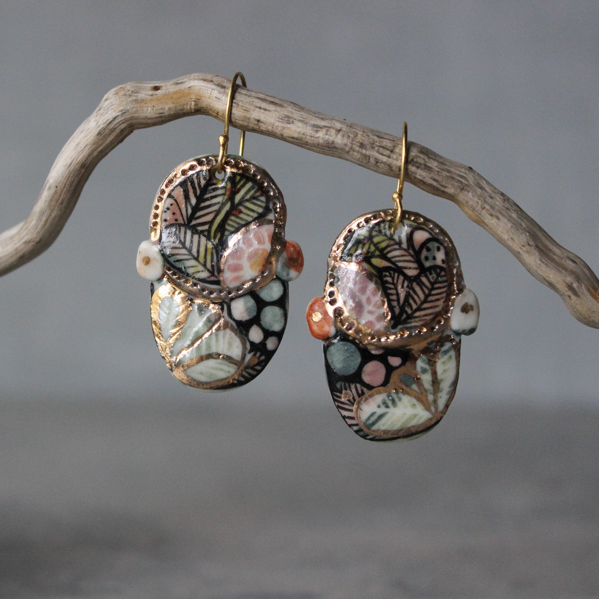 Ceramic Earrings Painted Detail #8 - Tribe Castlemaine