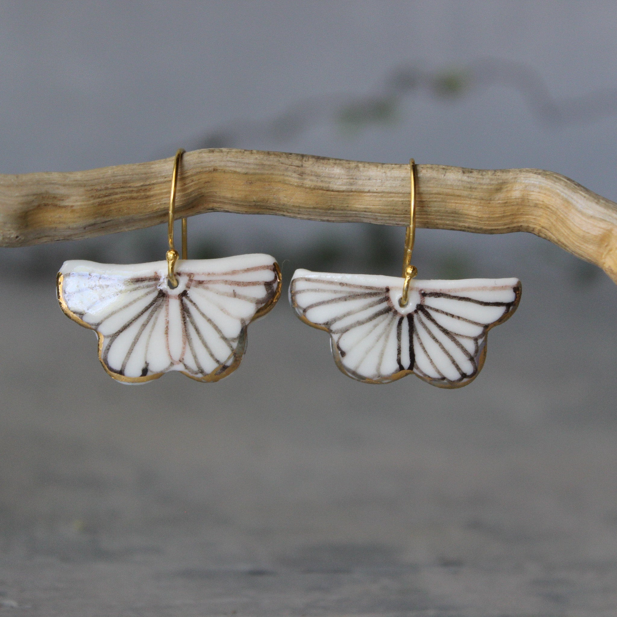 Ceramic Earrings Sepia Butterfly - Tribe Castlemaine