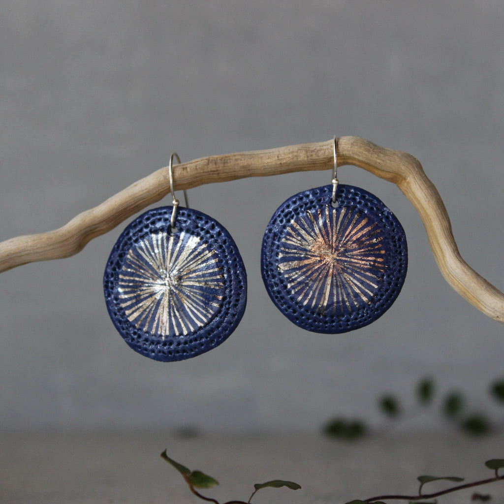 Ceramic Earrings Star on Blue - Tribe Castlemaine