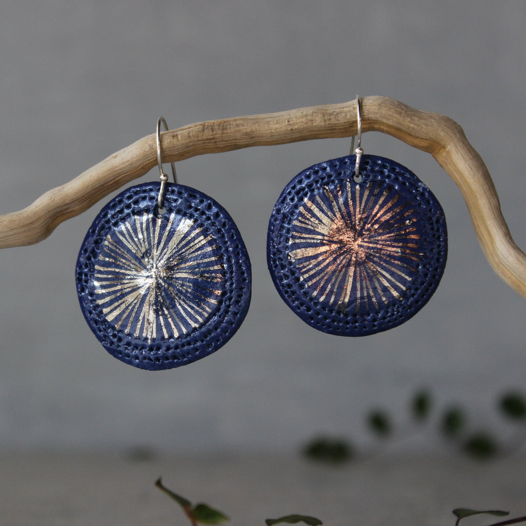 Ceramic Earrings Star on Blue - Tribe Castlemaine