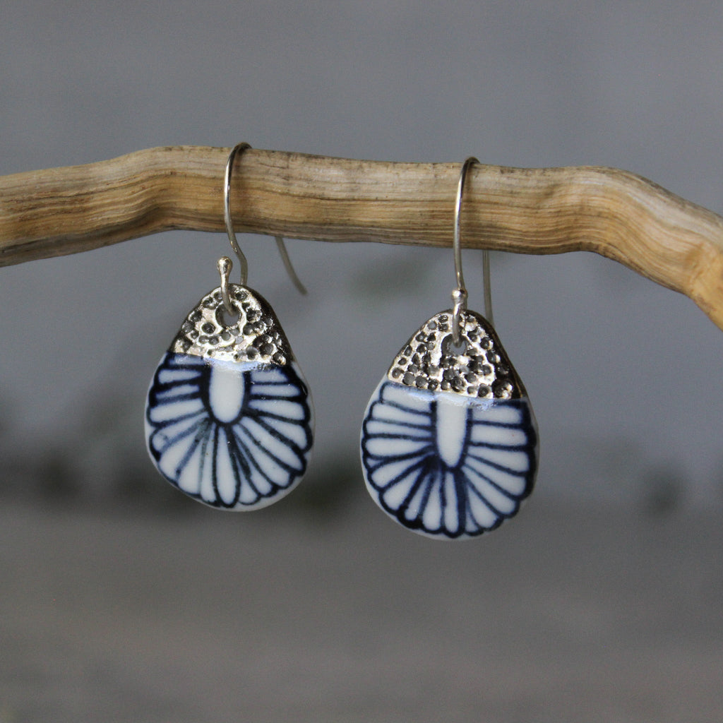 Ceramic Earrings Teardrop Indigo #2 - Tribe Castlemaine