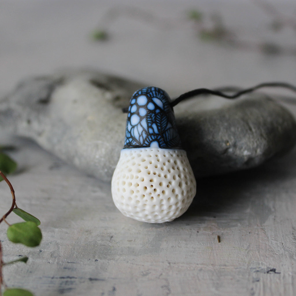 Ceramic Pod Necklaces Indigo - Tribe Castlemaine