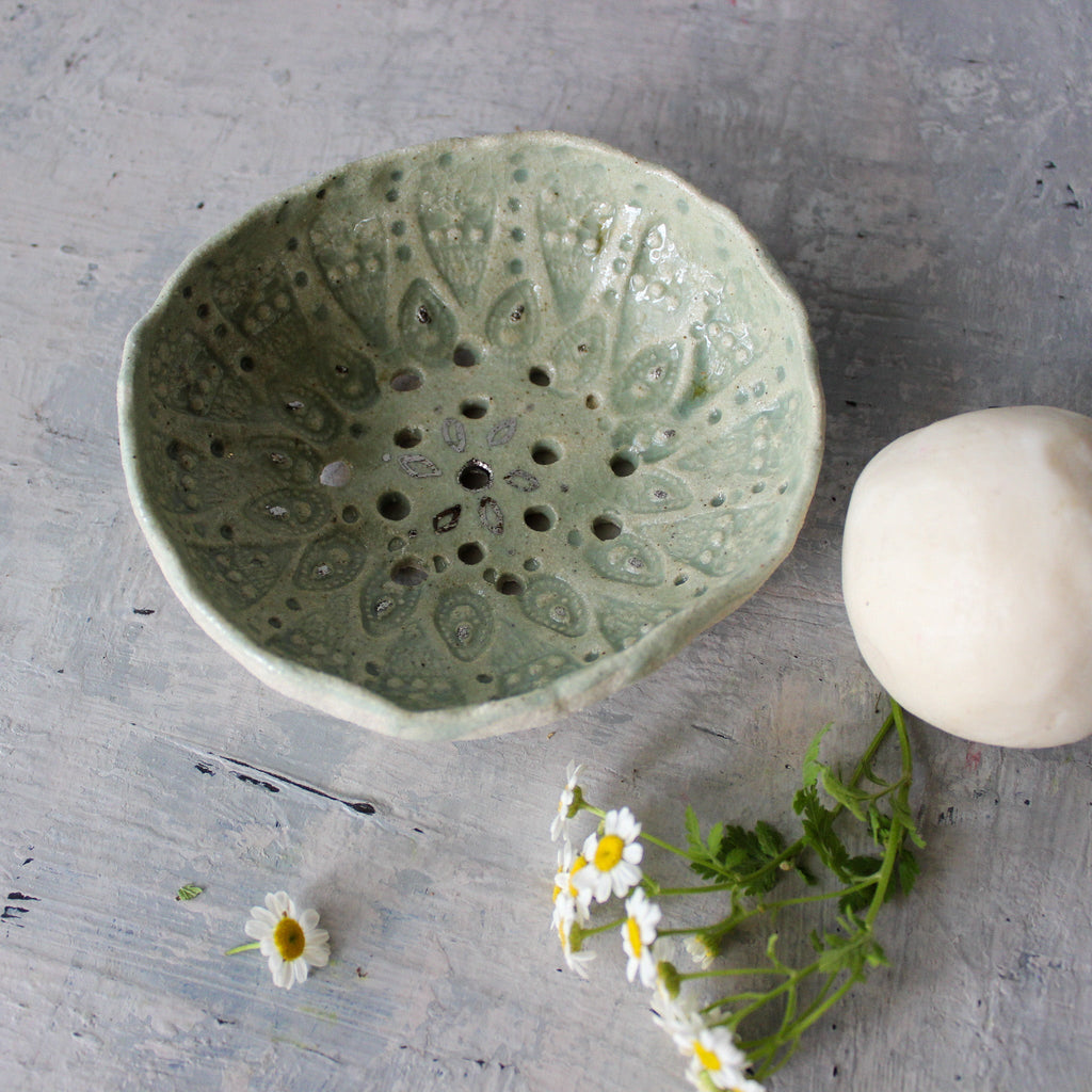 Ceramic Soap Dishes Green Lace - Tribe Castlemaine