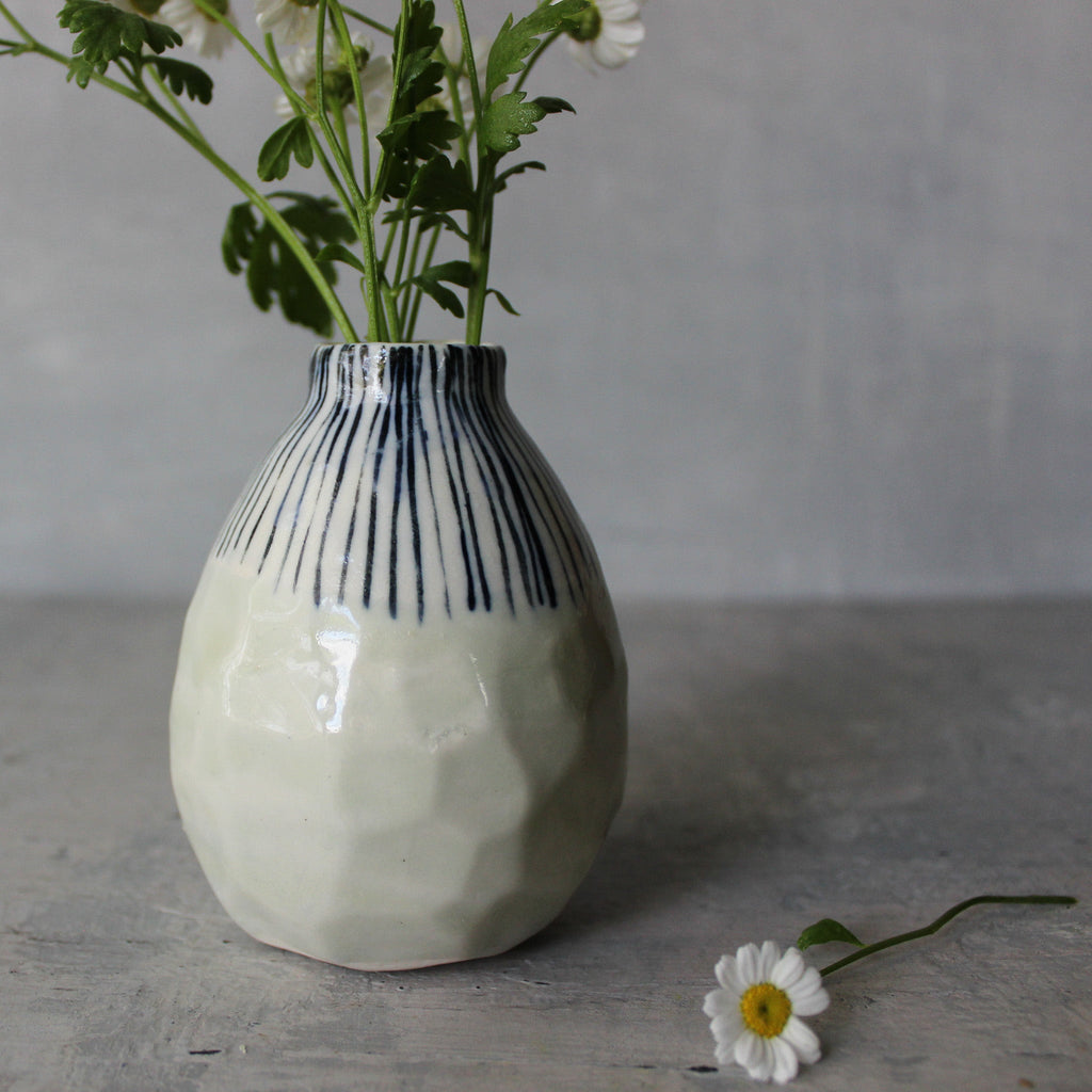 Ceramic Vase Blue Lines - Tribe Castlemaine