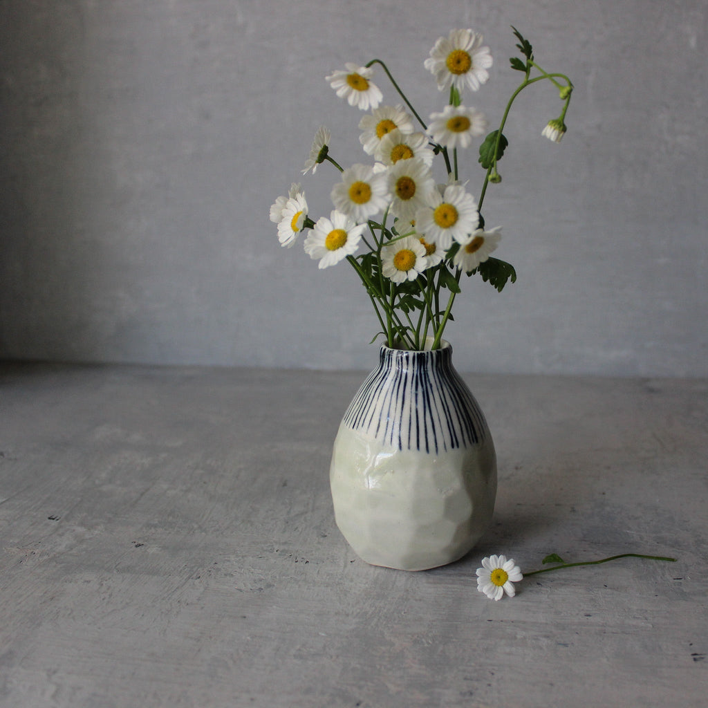 Ceramic Vase Blue Lines - Tribe Castlemaine