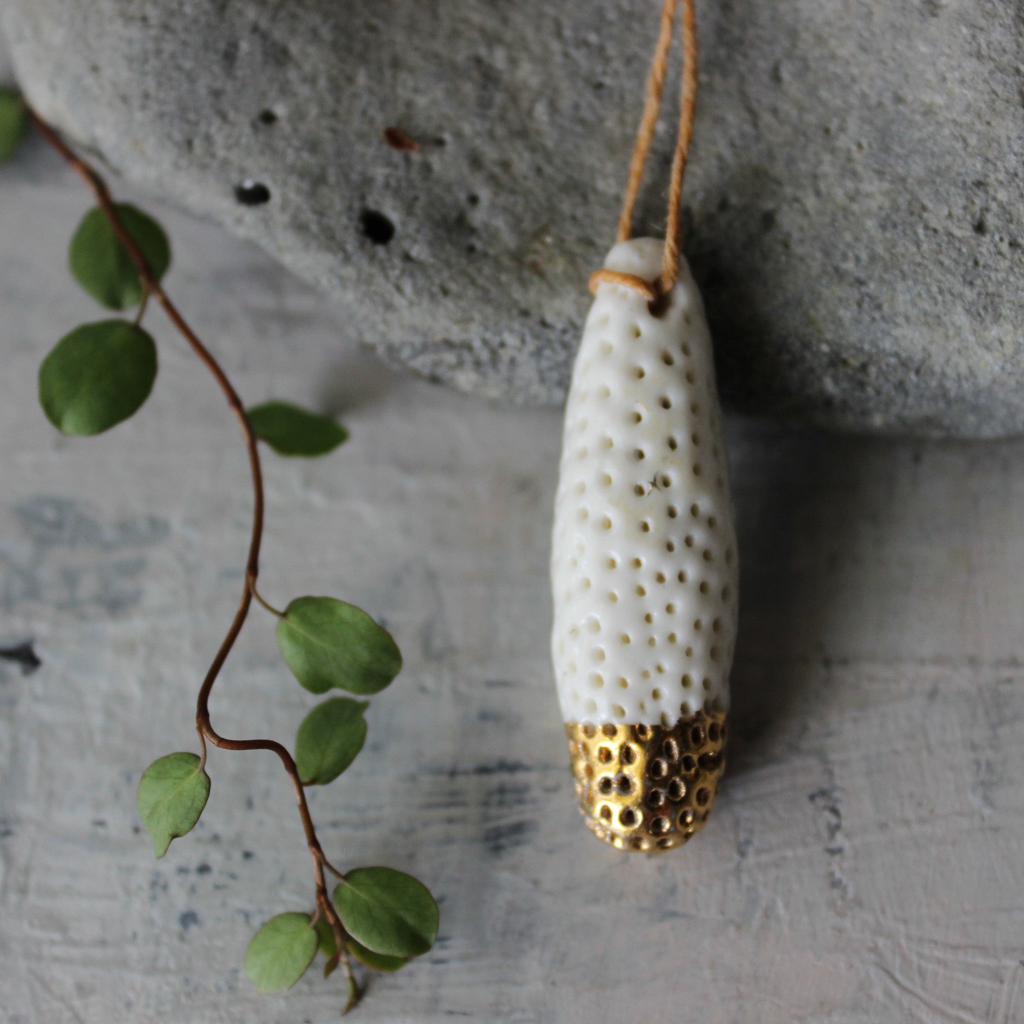 Ceramic White Gold Pod Necklace - Tribe Castlemaine