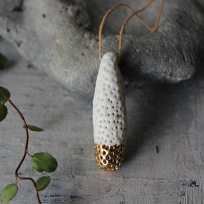 Ceramic White Gold Pod Necklace - Tribe Castlemaine