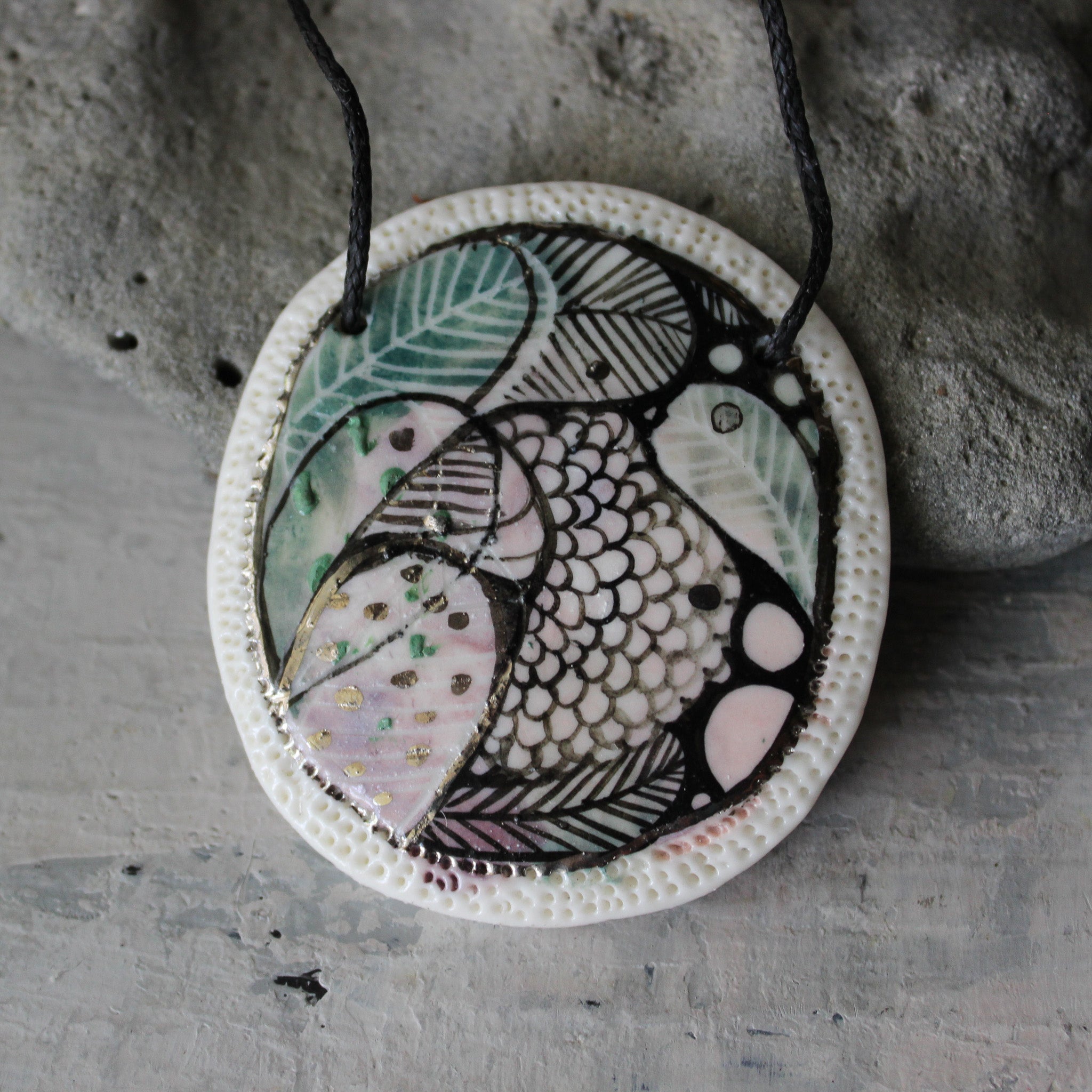 Hand Painted Ceramic Necklace #1 - Tribe Castlemaine