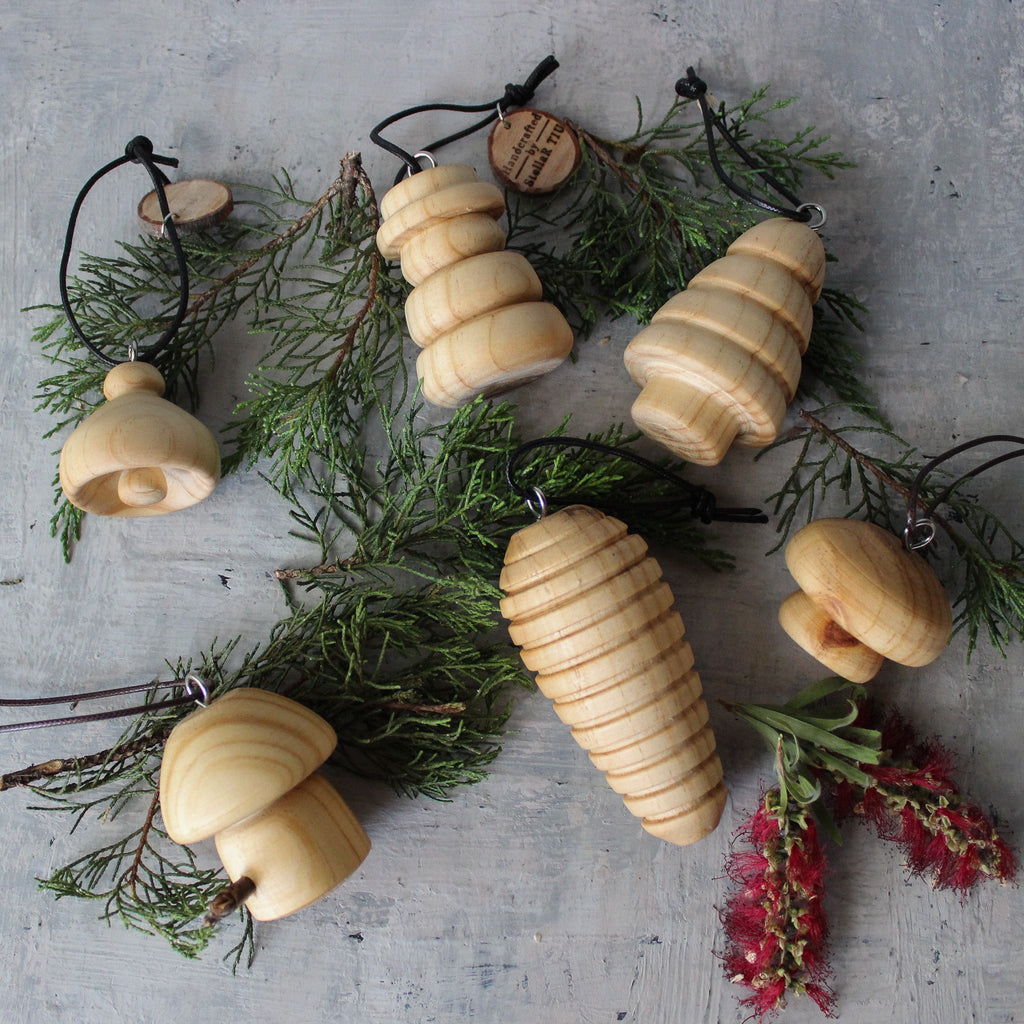 Hand - turned Wooden Hanging Ornaments - Tribe Castlemaine