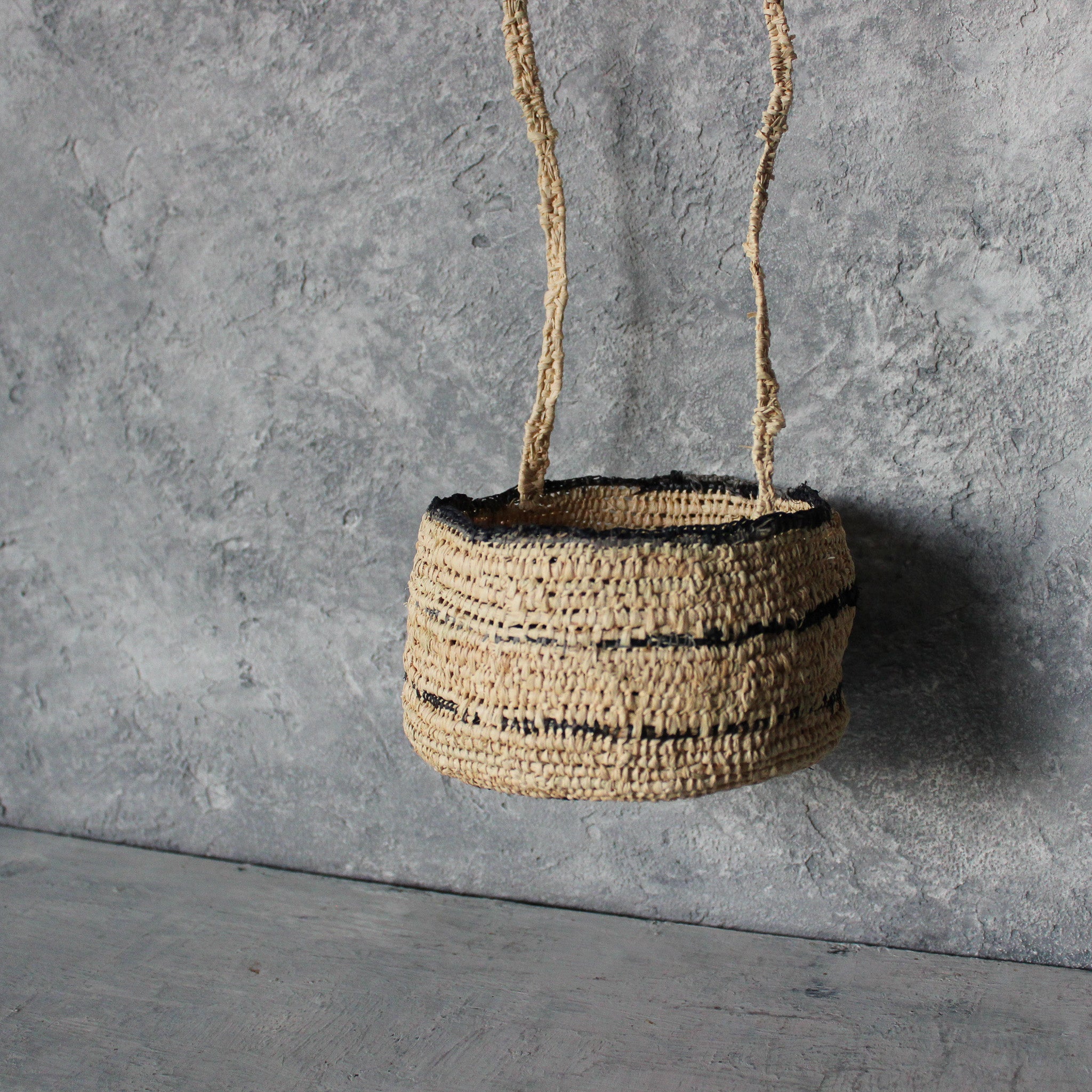 Handwoven Natural raffia Hanging Basket - Tribe Castlemaine