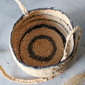 Handwoven Natural raffia Hanging Basket - Tribe Castlemaine