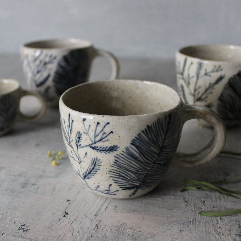 Indigo Feather Twig Handled Cups - Tribe Castlemaine