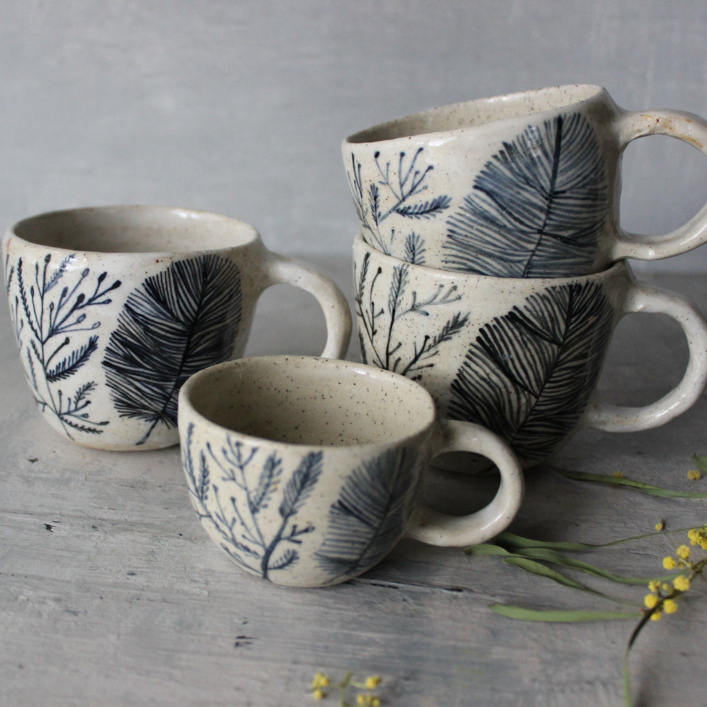 Indigo Feather Twig Handled Cups - Tribe Castlemaine