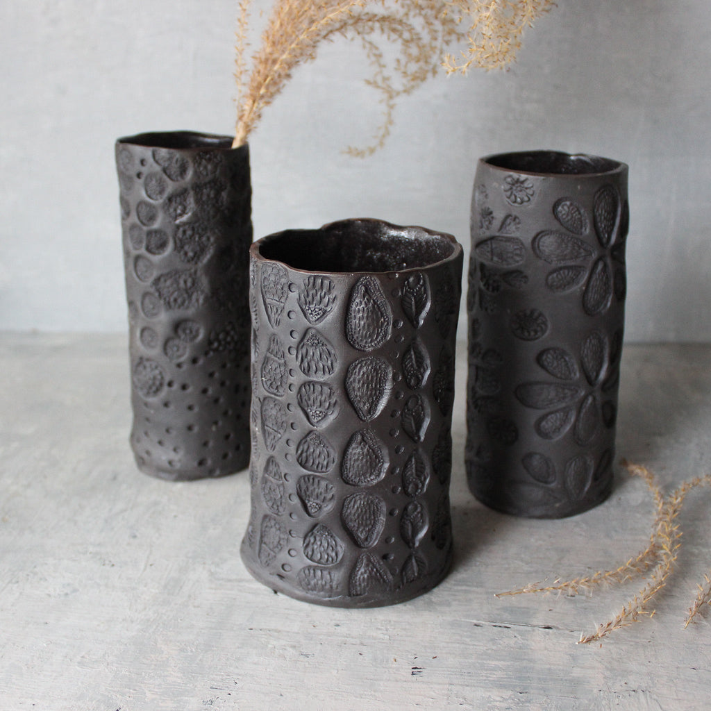 Large Black Ceramic Vases - Tribe Castlemaine