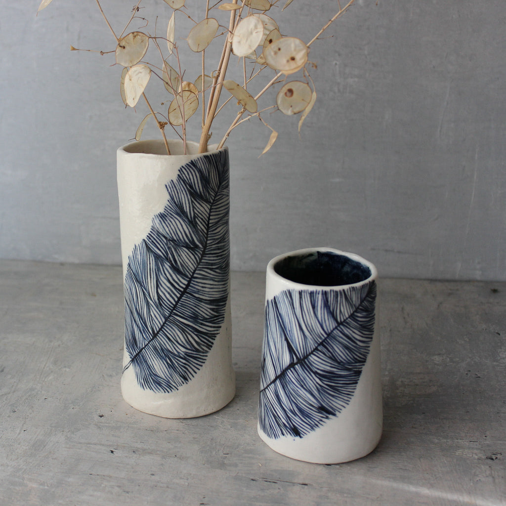 Large Ceramic Dandelion Cylinder Vases - Tribe Castlemaine