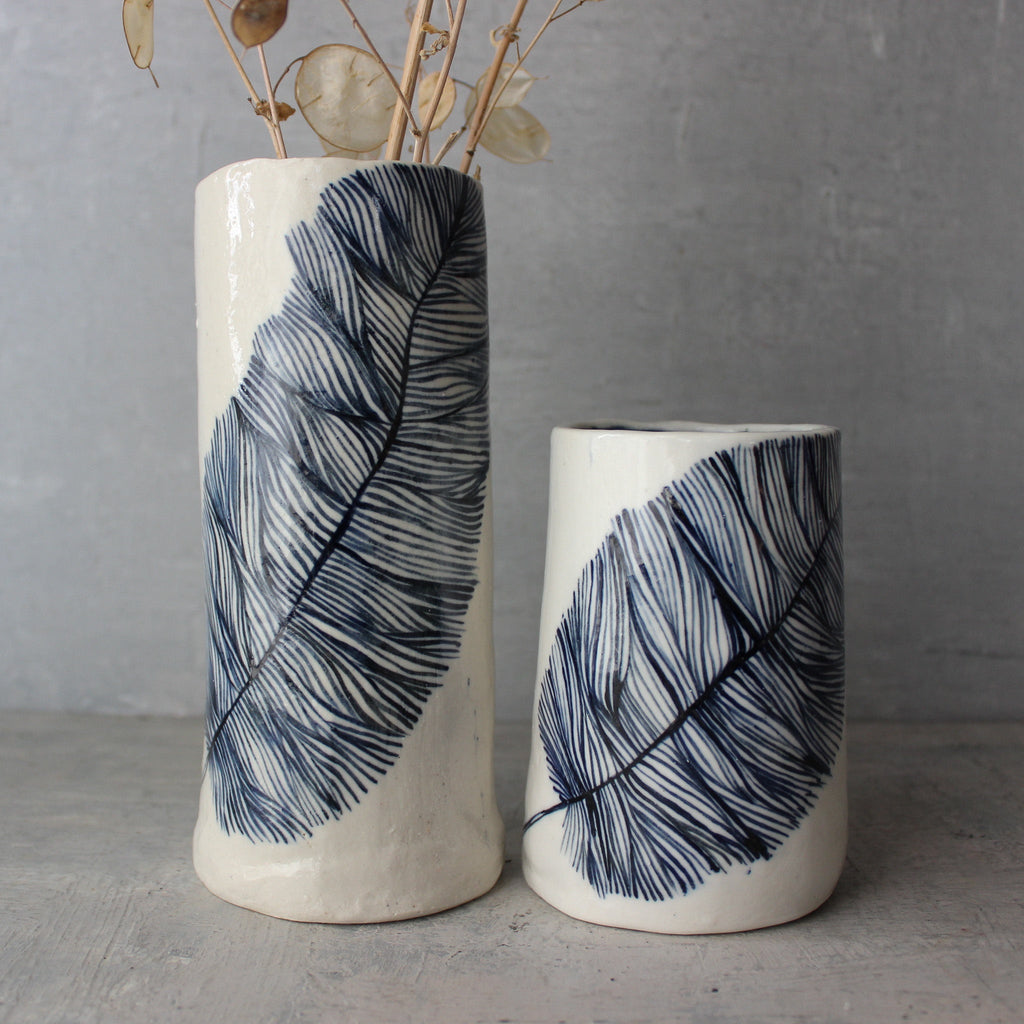 Large Ceramic Dandelion Cylinder Vases - Tribe Castlemaine